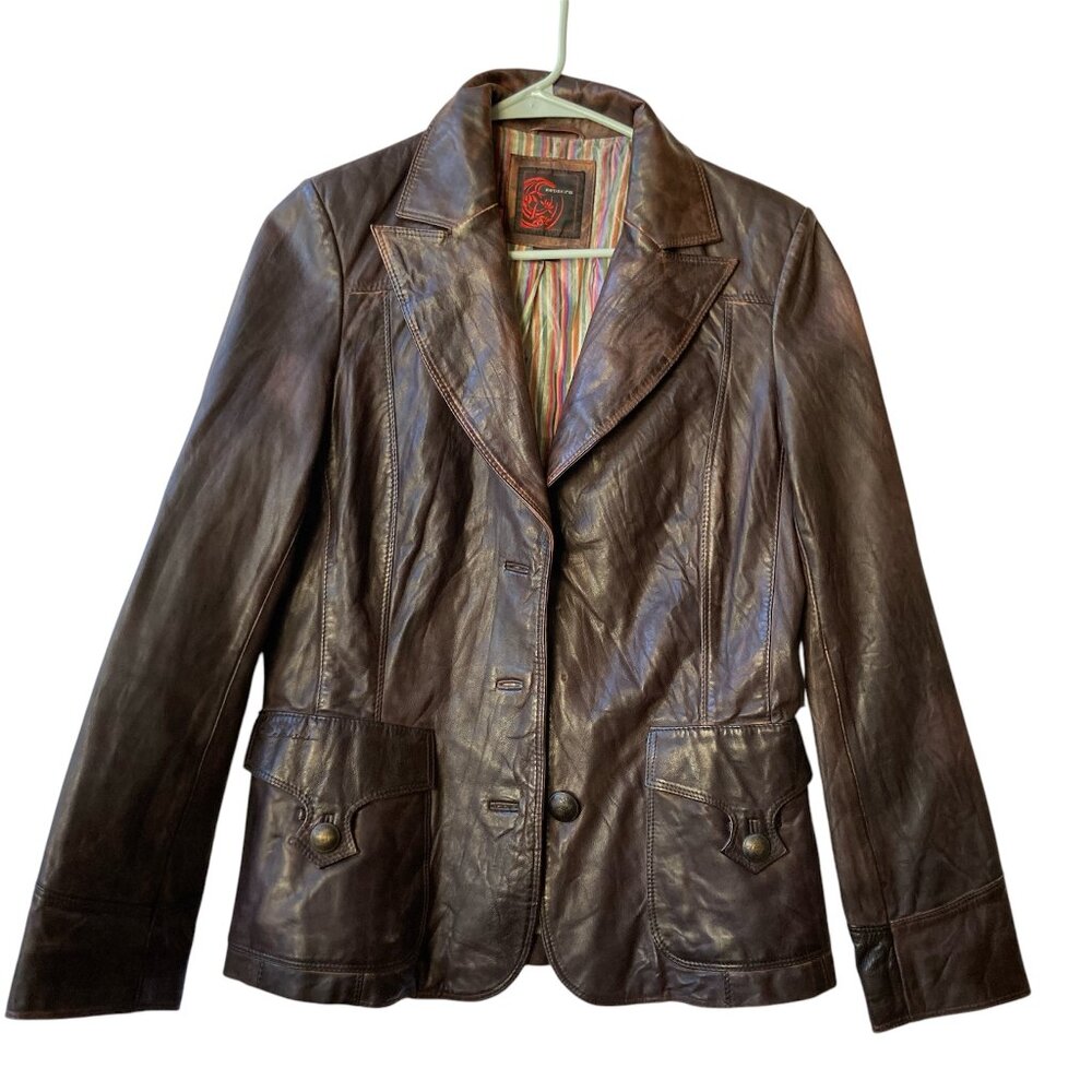 Vintage French Redskins Brown Patina Leather Jacket Size M Glove Soft Read!